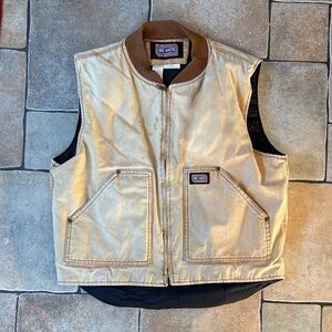 Tan Canvas Vest with Brown Collar
